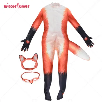 Domáci Deti Roztomilý Fox Jumpsuit Zoo Zvierat Zentai Oblek, Kostým na Halloween Party s Očná Maska
