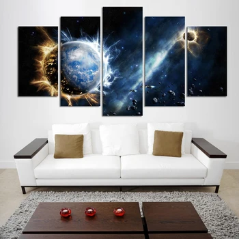 5 Kus Plagát Moderných Domov Stenu Decor Plátno Obrázok Umenie HD Tlač Maľovanie Na Plátno Diel Nádherné Priestor Vesmíru Zem