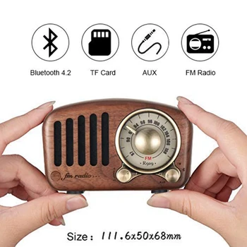 Vintage Retro Rádio Bluetooth Reproduktor - Orech Drevené Fm Rádio, Silné Basy Príslušenstvo, Vysoká Hlasitosť, Bluetooth 4.2 Aux Tf Karty