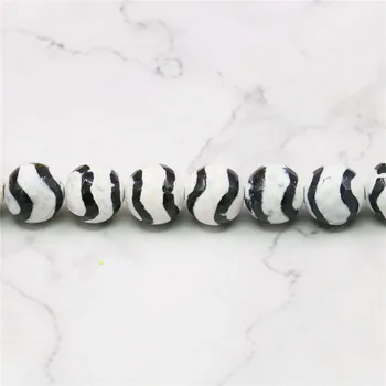 6 8 10 mm Kolo Čierna Biela Zebra Agates Voľné Korálky DIY Onyx Prírodného Kameňa Ženy Dievča Módne Šperky Robiť Dizajn