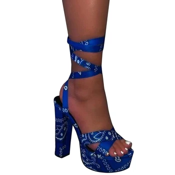 Námestie Päty Sexy Roman Topánky Sandále Ženy Platformu Členok Popruh Krajky-Up Sandále Strany Topánky Femme