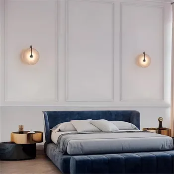 Interiérové LED retro mramoru nástenné svietidlo dekorácie, nástenné svietidlo domov osvetlenie obývacej izby, spálne, lampa kolo / AC220V teplé svetlo