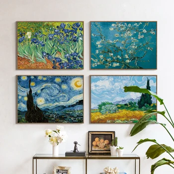 LZN Iris Kvet Vincent Van Gogh Slávny Umelec, Umelecké Tlače Plagát na Stenu Obraz, olejomaľba na Plátne Domov Stenu Decor