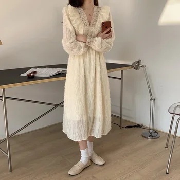 2020 Jeseň Zima Vintage Patchwork Šaty pre Ženy Falošné Dve na Prove Krátke Šaty Temperament Župan Jeseň Oblečenie Vestidos Žena