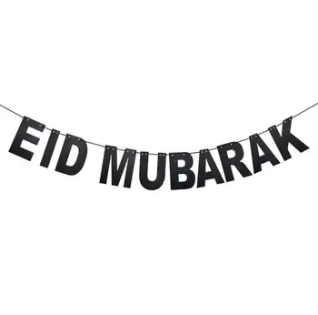 Zlato, Striebro EID Banner Lesk Papiera Garland EID Mubarak Strany Moslimských Festival Bunting Ramadánu SN3703