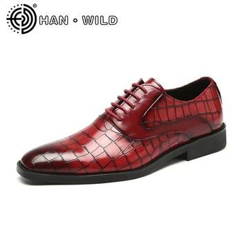 Pánske Šaty Topánky Krokodíla Zrna Kožené Mužov, Svadobné Oxford Topánky Business Topánky zapatos de hombre de vestir formálne topánky