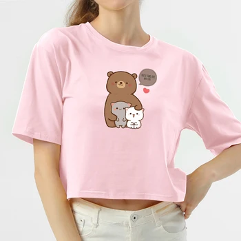 Módne Oblečenie Žena 2020 Harajuku Grafické T Košele Ženy Roztomilý Medveď Tričko Kawaii Cartoon T Shirt Plodín Top Bežné Tees Žena