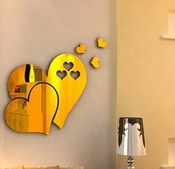 3D Zrkadlá Láska Srdce Samolepky na Stenu Odtlačkový Wall Art Vymeniteľné Izba Strany Svadobné Domova Stenu Nálepka pre Deti Izba