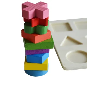 Deti Detské Drevené Geometrie Stavebné Bloky Puzzle Skoré Vzdelávanie Vzdelávacie Hračka Vianočný darček deti hračky