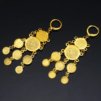 WANGAIYAO Žien Kovové Mince, Zlaté Náušnice Módne Šperky pre Ženy/Dievčatá, Náušnice Mince Arabských Symbol Bohatstva Darček
