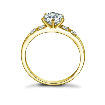 QYI 14 karátového Žltého Zlata snubný Prsteň Luxusné Sona Simulované Diamantové Šperky Solitaire Zásnubné Prstene Pre Ženy