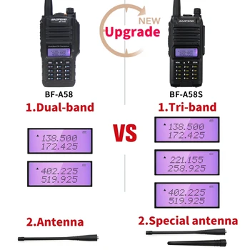 Tri-Band Vysielač Walkie Talkie Baofeng BF-A58S 5W VHF UHF 128CH Prenosné Dlhý Rad obojsmerná Rádiová