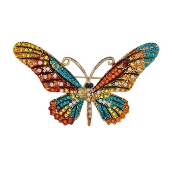 Vysoká Kvalita Nové Farebné Roztomilý Motýľ Brošňa Mix Farba Crystal Drahokamu Brošňa pre Ženy Lady Módne Šperky Boutonniere