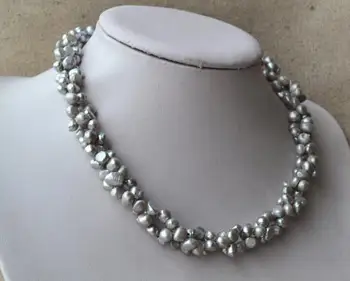 Sivá Pearl Šperky, 46 cm AA 6-7mm Sladkovodné Perlový Náhrdelník, Skutočné Perly Náhrdelník,Ručne vyrábané Šperky