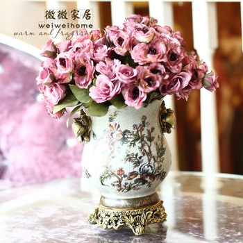Koliesko vintage keramická váza crack bowyer umelý kvet váza