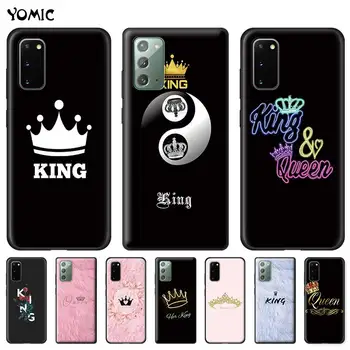 Ružová Kráľ, Kráľovná Telefón puzdro pre Samsung Galaxy S21 S20 FE Poznámka 20 Ultra S10 Lite S9 Plus S8 S10e Plus TPU jemný Čierny Kryt