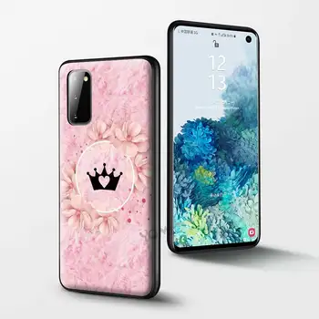 Ružová Kráľ, Kráľovná Telefón puzdro pre Samsung Galaxy S21 S20 FE Poznámka 20 Ultra S10 Lite S9 Plus S8 S10e Plus TPU jemný Čierny Kryt