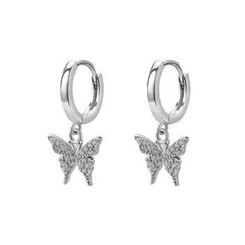 925 Sterling Silver Crystal Motýľ kórejský Stud Náušnice Pre Ženy, Svadobné Šperky Brincos Pendientes eh486