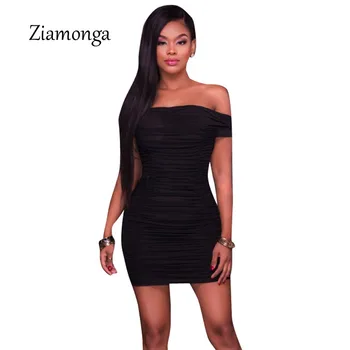 Ziamonga Letné Módy Bodycon Šaty Žien 2017 Mimo Rameno Krátke Rukáv Obväz Vestidos Sexy Ruched, Mini Klub Party Šaty