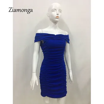 Ziamonga Letné Módy Bodycon Šaty Žien 2017 Mimo Rameno Krátke Rukáv Obväz Vestidos Sexy Ruched, Mini Klub Party Šaty