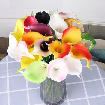 34 cm Mini Kala Lily PE Peny, Umelé Kvety, Svadobné Dekorácie, Ručne vyrábané Kytice Simulácia Flower Decor Kvet hlavu 5x7cm
