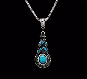 Blázon Feng Módne Šperky Hot Predaj Etnických Modrý Kameň Šperky Sady Tibetského Striebra, Náušnice, Náhrdelník Pre Ženy Doprava Zadarmo