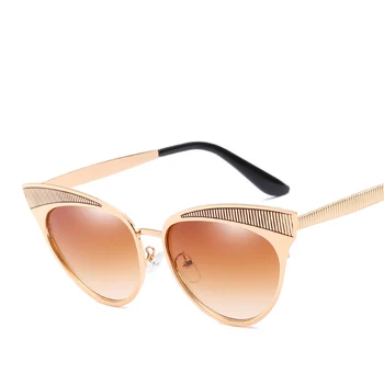Vysoko kvalitné ženy móda 2018 trendy slnečné okuliare retro cat eye dámy zrkadlo Gradient slnečné okuliare oculos de sol feminino