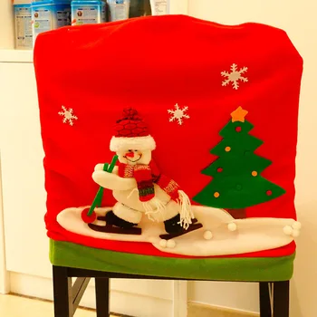 ZL Vianočná Večera Santa Claus Spp Stoličky Kryt na Stole, Strana Nový Rok Poťahy Snehuliak Elk Červená Vianočné Výzdoba