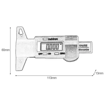 Digitálny Auta Pneumatiky Hĺbku Dezénu Tester 0-25 mm Dezénu Hĺbka Obrysu Merač Merač Nástroj Strmeň LCD Displej Pneumatiky Merania