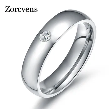 ZORCVENS Módne Svadobné Prstene pre Ženy z Nehrdzavejúcej Ocele, Prstene s CZ Kameň Kvalitný Prsteň, Šperky