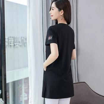 Stredná dĺžka veľké T-shirt dámske letné krátky rukáv 2020 nové voľné kórejský kryt hore