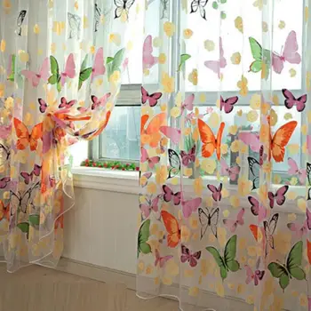 4pcs/set Romantická Spálňa Motýľ Gázy Záves Pre Obývacia Izba Domáce Dekorácie Naprostej Okno Voile Záclony Tylu Okná Dvere