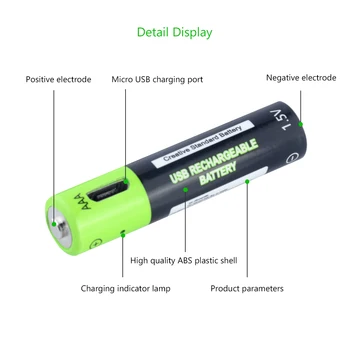 USB Nabíjateľné Batérie 400mAh AAA Batérie S MicroCable Nabíjačku Hračky, Diaľkové ovládanie batérie li-polymer li-po Batérie