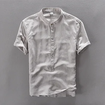 2017 Mužov bežné bavlnené prádlo košele pevné tričko s krátkym rukávom letné voľné oblečenie, Mužské šaty