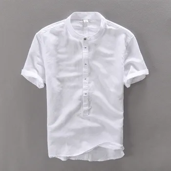 2017 Mužov bežné bavlnené prádlo košele pevné tričko s krátkym rukávom letné voľné oblečenie, Mužské šaty