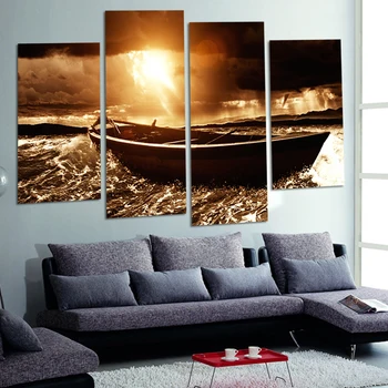 Špeciálne a obmedzený predaj 4 Kus Slnka Seascape Moderných Domov Steny Výzdoba, maliarske Plátna Umenie HD Tlač Maľovanie na obývacia izba