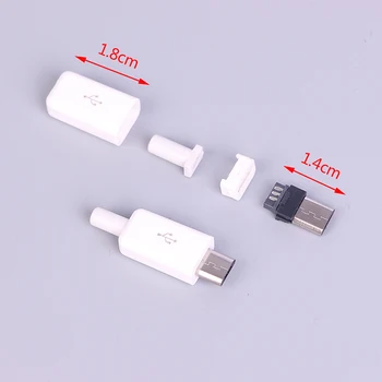 10pcs/ Nastaví Micro USB Konektory DIY Zvárania Typ Mužskej 5 Pin Konektor Konektor W/Plastový Kryt White/black