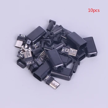 10pcs/ Nastaví Micro USB Konektory DIY Zvárania Typ Mužskej 5 Pin Konektor Konektor W/Plastový Kryt White/black