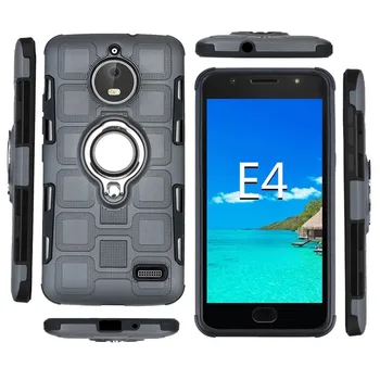 Heavy Duty Armor Zadný Kryt puzdro pre Motorola Moto E4 E5 E Plus E5 Hrať Ísť G6 Hrať E6 Plus S Kovový Krúžok