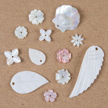 5 ks Prírodné MOP Shell Kvet Čiapky 3D Žily Vyrezávané Krídlo Shell Dištančné Korálky, Náramky Pre Ručné DIY Šperky Súčasti Tvorby