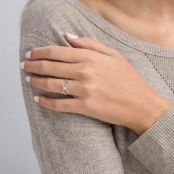 925 anillos strieborná Princezná Zásnubné Prstene pre Ženy, Dievčatá Trendy Infinity Symbol Amelia List Prstene Strieborné Farebné Šperky