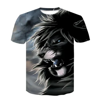 Lev T-shirt 3D zvierat tlač krátke sleeve T-shirt lev hlavu letné nosenie, pánske street nosiť osobné oblečenie