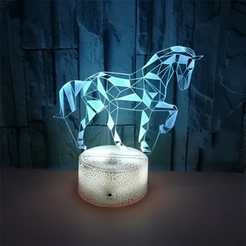 Novinka 3D Akrylové LED Stolná Lampa Zebra Kôň RGB Nočné Svetlo USB/Batérie Powered Domov Decro Dieťa Spať Osvetlenie