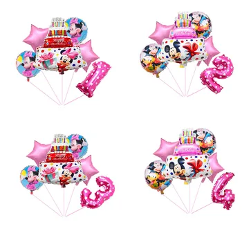 6pcs/veľa Mickey Minnie Mouse Fóliové Balóniky Narodeninovej Party Dekorácie Nastaviť 32 palcov Počet Balón Baby Sprcha Deti Hračky Dot Globo