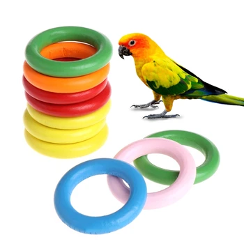 10 Ks/Taška Dreva Krúžky Papagáj Hračky, Príslušenstvo, Farebné Náhodné Farby DIY Ornament D08D
