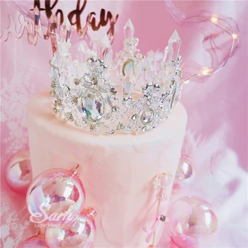 Bling Ružová Laser Gule Cake Decoration Zlato Strieborné Lesklé Loptu Happy Birthday pre Svadobné Dieťa Strany Dodávky Pečenie Krásne Darčeky