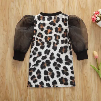 Fashion Dievčatá Šaty Leopard Tlač Dievčatá Bežné Šaty Lístkového Rukáv A-Line Šaty Princezná Šaty, Oblečenie