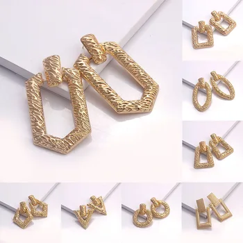 Kreatívne Vyhlásenie Náušnice Zlatá Farba Veľké Náušnice Kovové Šperky Punk Geometrické Dlho Prehnané Obdĺžnik Drop Visieť Náušnice
