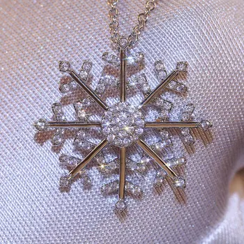 Móda Strieborné Pozlátené Snowflake Náhrdelník Prívesky Snow Flower Reťazca Náhrdelník Šperky pre Ženy Romantický Valentín Dary