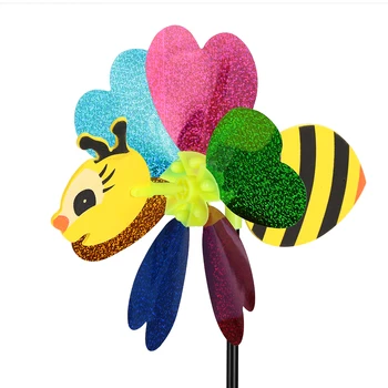 SOLEDI Plastové 3D Bee veterný Mlyn Záhradný Dekor Vonku Krásne Větrník Trávnik Hmyzu Farba Náhodné Krásne Whirligig Hračka Dvore